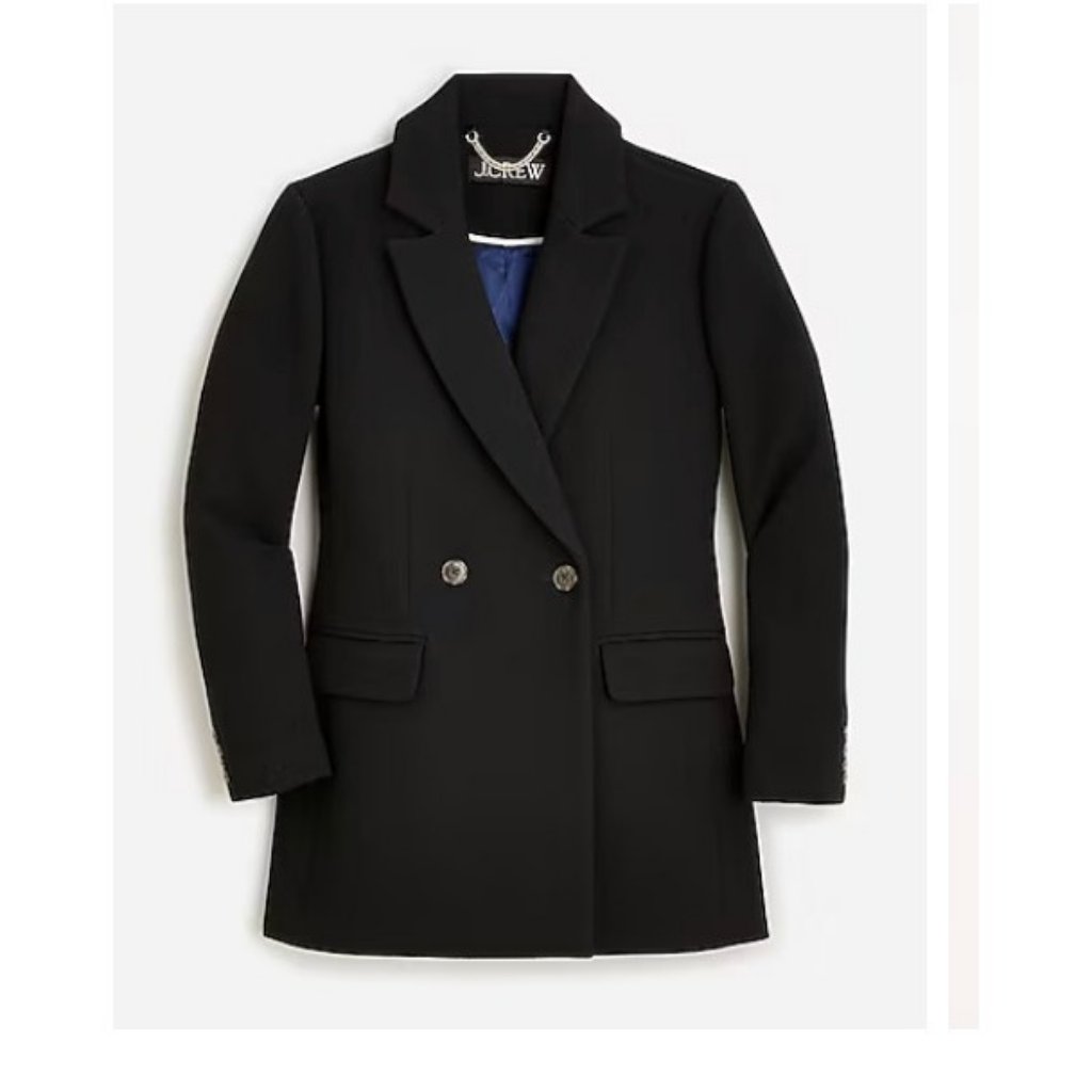 J.Crew Womens Evening Blazer-Jacket Italian Double Cloth Wool Black Size 4